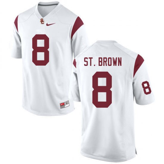 White Amon-Ra St. Brown #8 Trojans Men Official University Football Jersey -Hot Sale