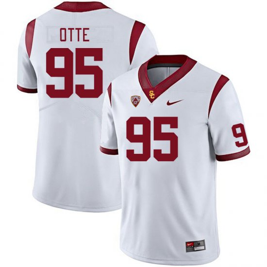 White Luke Otte #95 Trojans Men Official University Football Jersey -Hot Sale