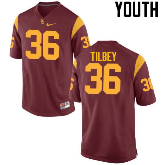 Cardinal Chris Tilbey #36 Trojans Youth Alumni College Football Jersey -Hot Sale