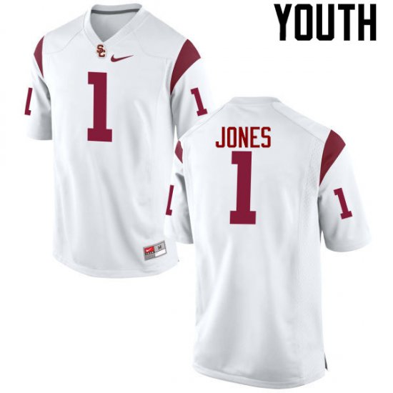 White Jack Jones #1 Trojans Youth Classic University Football Jersey -Hot Sale