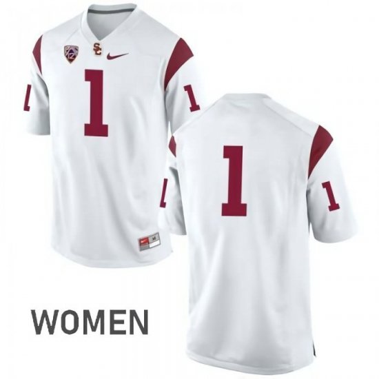 White Jack Jones #1 Trojans Women Fashion University Football Jersey -Hot Sale