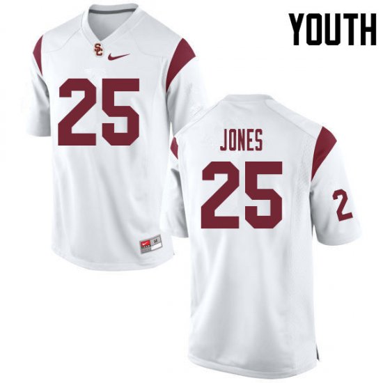 White Jack Jones #25 Trojans Youth Official NCAA Football Jersey -Hot Sale