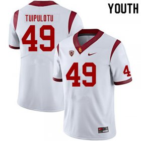 White Tuli Tuipulotu #49 Trojans Youth Classic College Football Jersey -Hot Sale