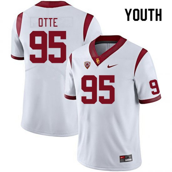 White Luke Otte #95 Trojans Youth Official College Football Jersey -Hot Sale