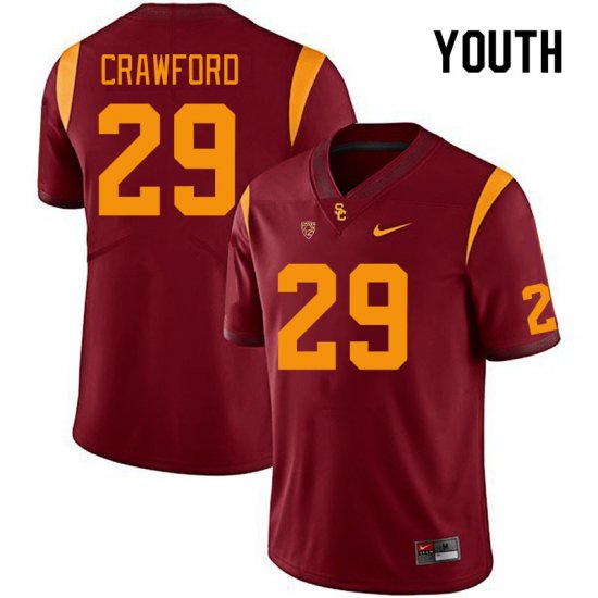 Cardinal Maliki Crawford #29 Trojans Youth Fashion NCAA Football Jersey -Hot Sale