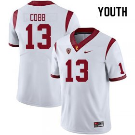 White Mason Cobb #13 Trojans Youth Official NCAA Football Jersey -Hot Sale