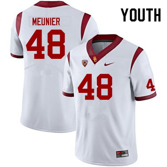 White Daniel Meunier #48 Trojans Youth Official College Football Jersey -Hot Sale